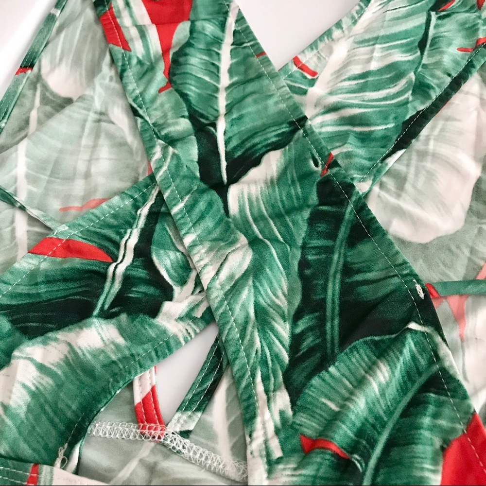 ☀️RED PALM LEAVES BODYSUIT KIMONO SET - Picture 7 of 7